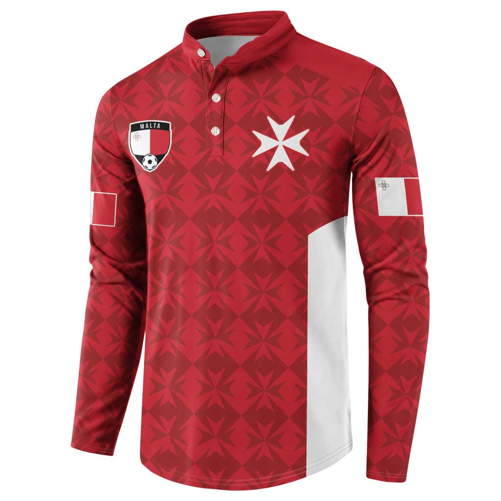 Custom Malta Football Jersey Go Champions Button Sweatshirt Red Style