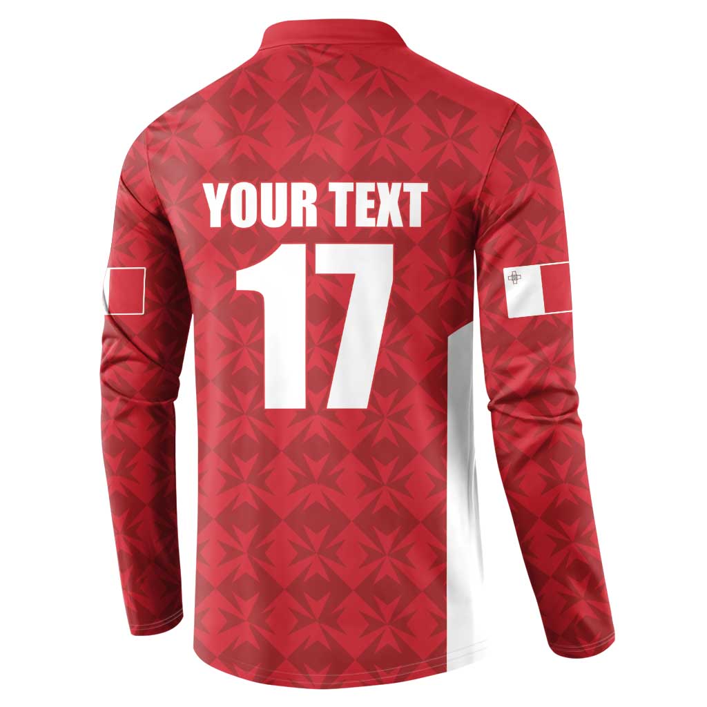 Custom Malta Football Jersey Go Champions Button Sweatshirt Red Style