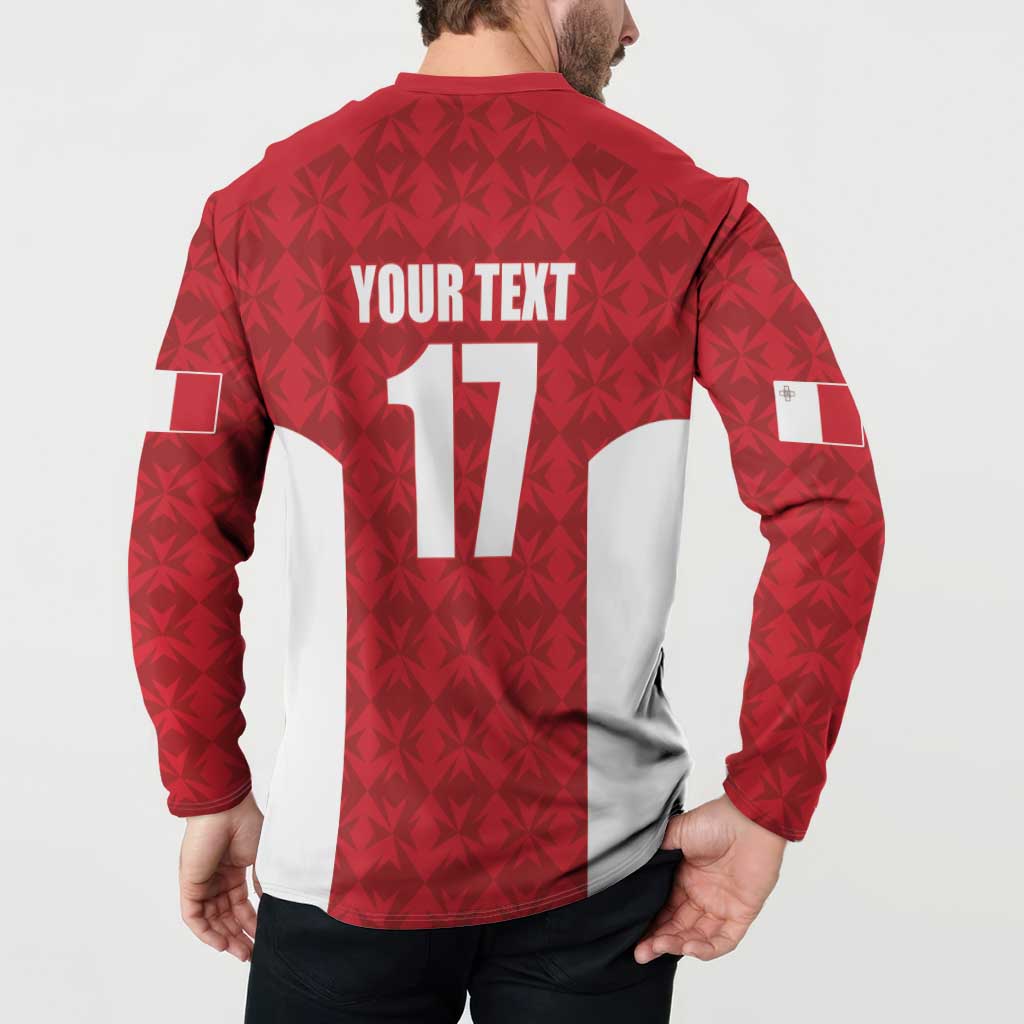 Custom Malta Football Jersey Go Champions Button Sweatshirt Red Style