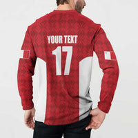 Custom Malta Football Jersey Go Champions Button Sweatshirt Red Style