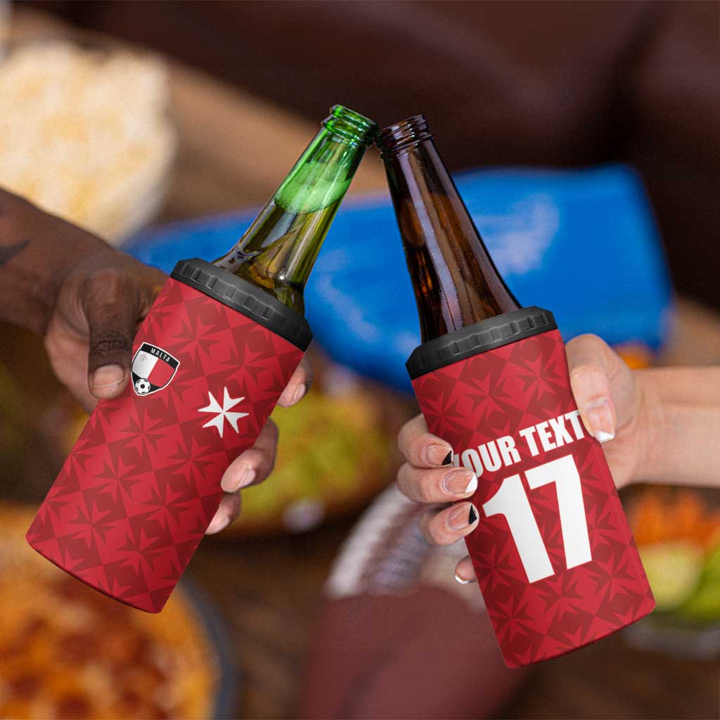 Custom Malta Football Jersey Go Champions 4 in 1 Can Cooler Tumbler Red Style