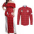 Custom Malta Football Jersey Go Champions Couples Matching Off Shoulder Maxi Dress and Long Sleeve Button Shirt Red Style