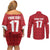 Custom Malta Football Jersey Go Champions Couples Matching Off Shoulder Short Dress and Long Sleeve Button Shirt Red Style