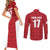 Custom Malta Football Jersey Go Champions Couples Matching Short Sleeve Bodycon Dress and Long Sleeve Button Shirt Red Style