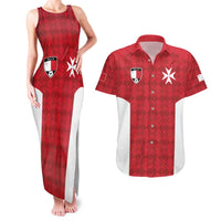 Custom Malta Football Jersey Go Champions Couples Matching Tank Maxi Dress and Hawaiian Shirt Red Style