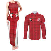 Custom Malta Football Jersey Go Champions Couples Matching Tank Maxi Dress and Long Sleeve Button Shirt Red Style
