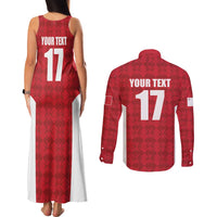Custom Malta Football Jersey Go Champions Couples Matching Tank Maxi Dress and Long Sleeve Button Shirt Red Style