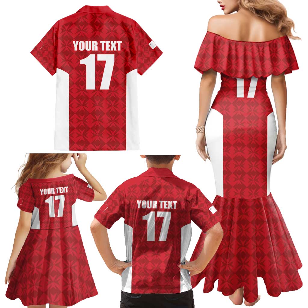 Custom Malta Football Jersey Go Champions Family Matching Mermaid Dress and Hawaiian Shirt Red Style