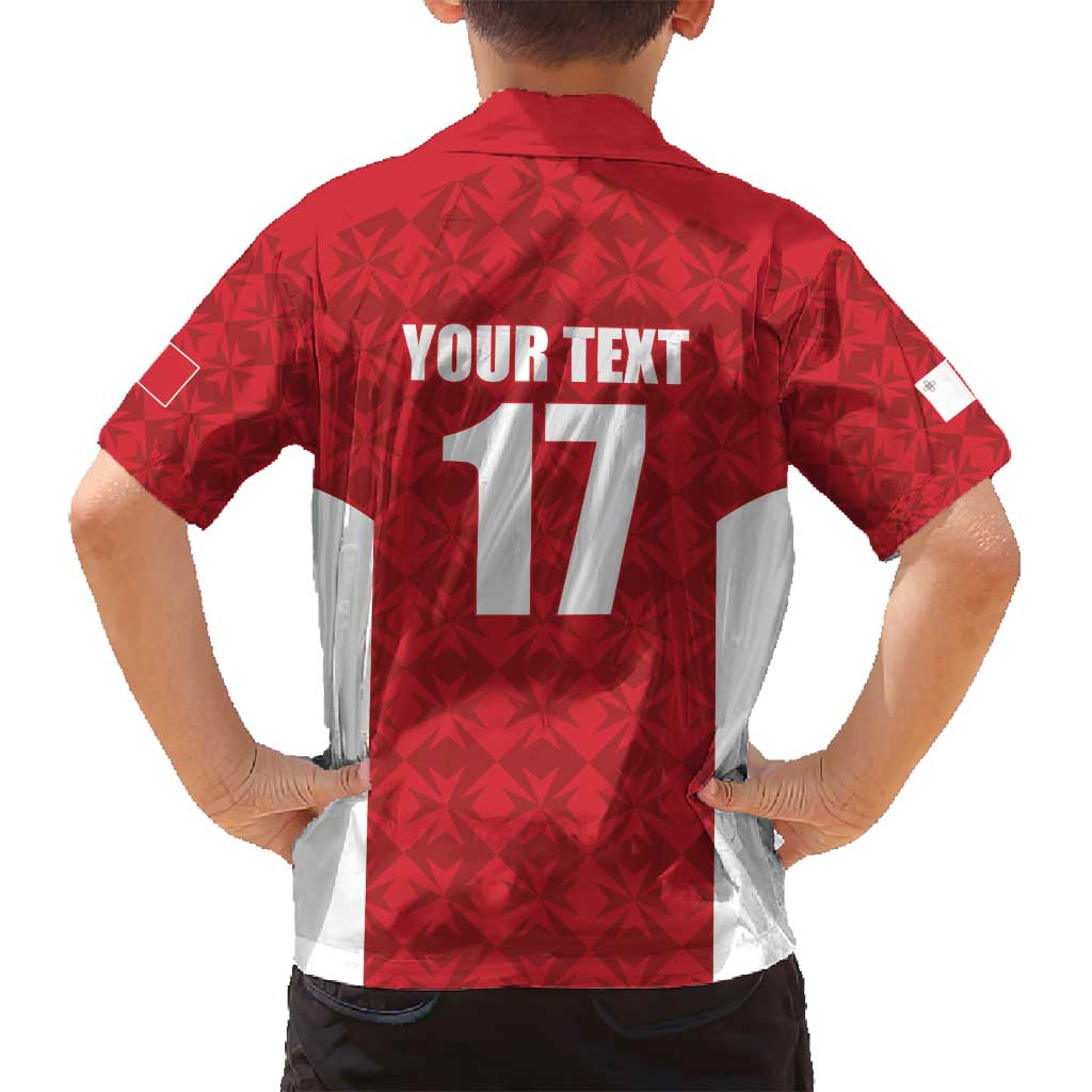 Custom Malta Football Jersey Go Champions Family Matching Off Shoulder Maxi Dress and Hawaiian Shirt Red Style
