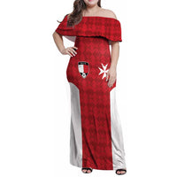 Custom Malta Football Jersey Go Champions Family Matching Off Shoulder Maxi Dress and Hawaiian Shirt Red Style