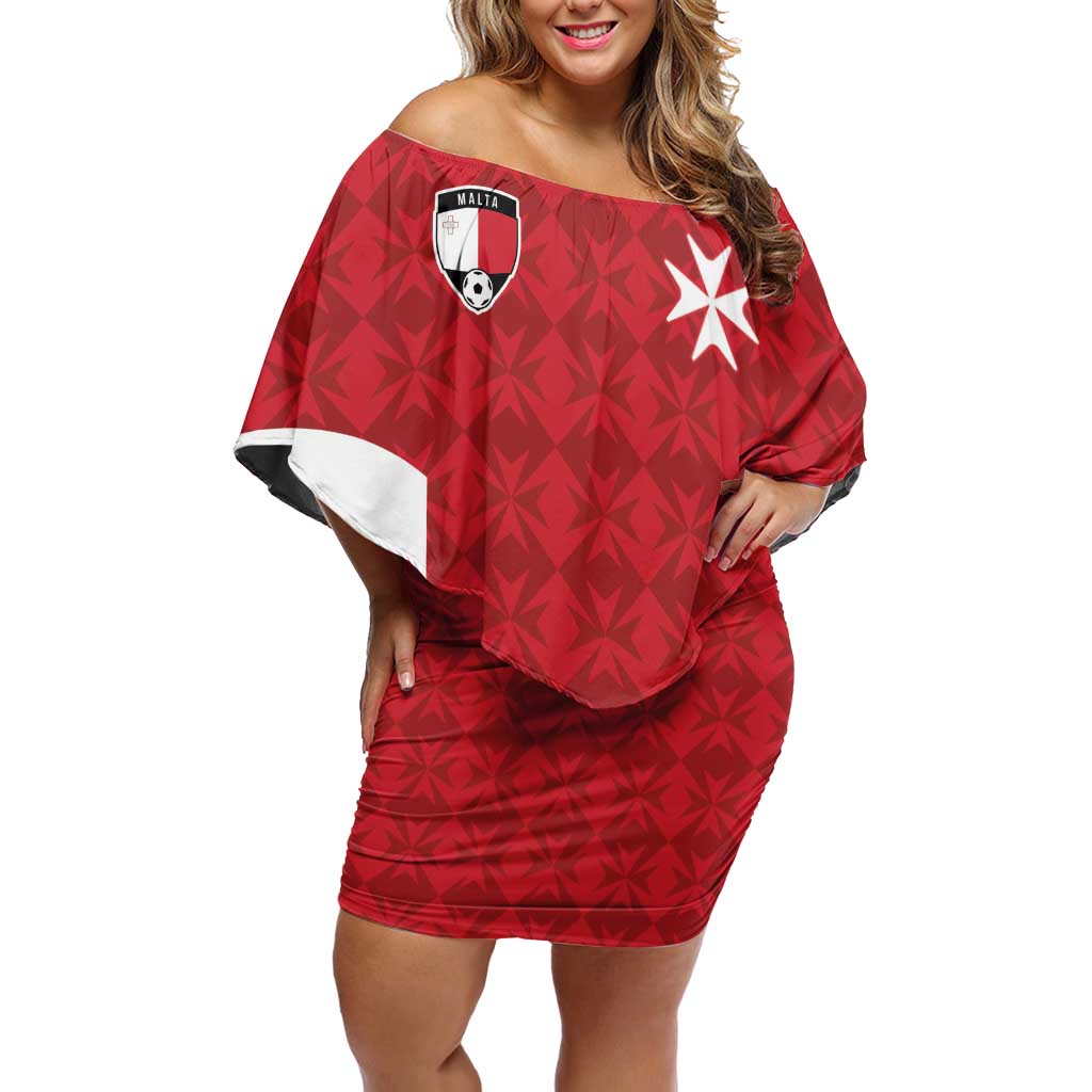 Custom Malta Football Jersey Go Champions Family Matching Off Shoulder Short Dress and Hawaiian Shirt Red Style