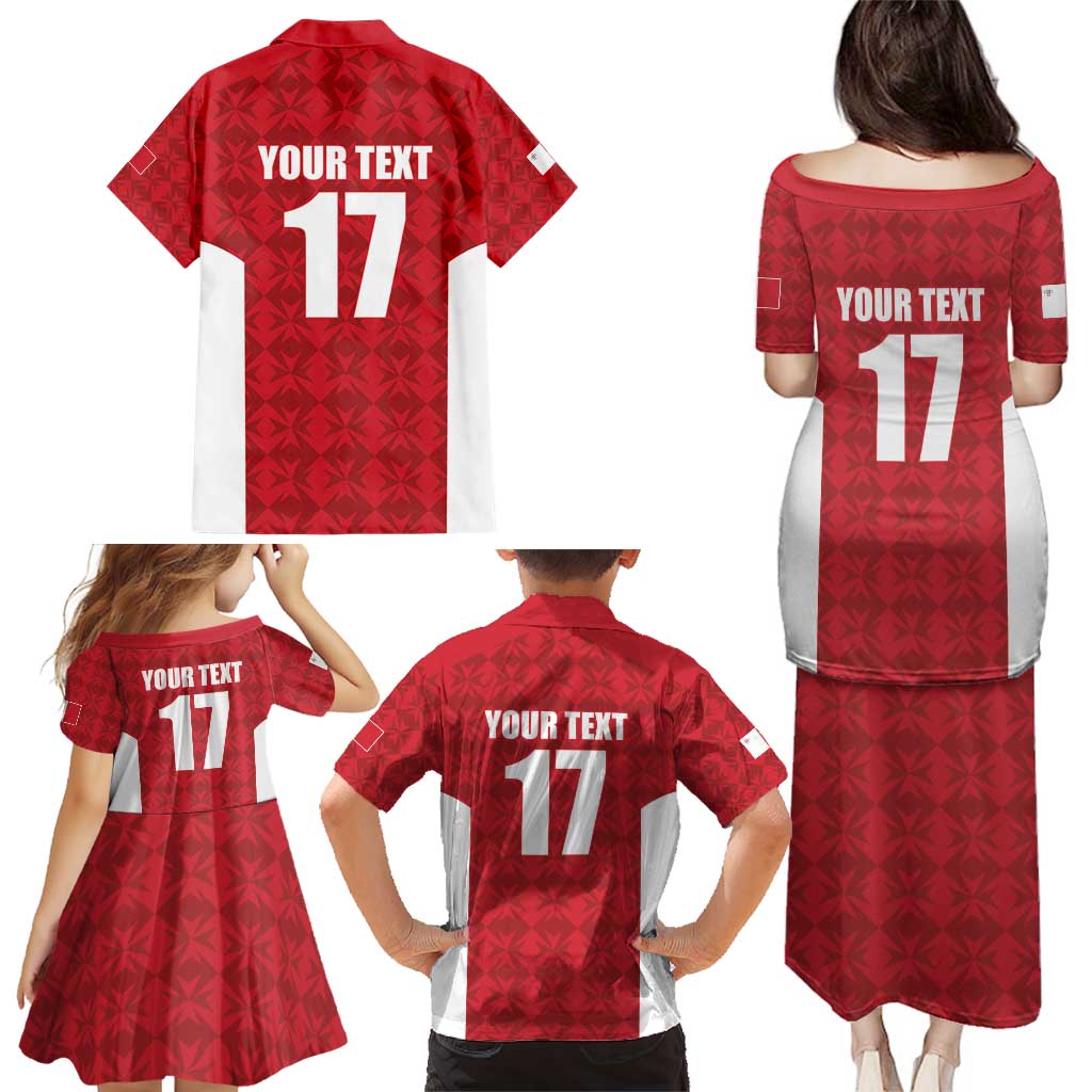 Custom Malta Football Jersey Go Champions Family Matching Puletasi and Hawaiian Shirt Red Style