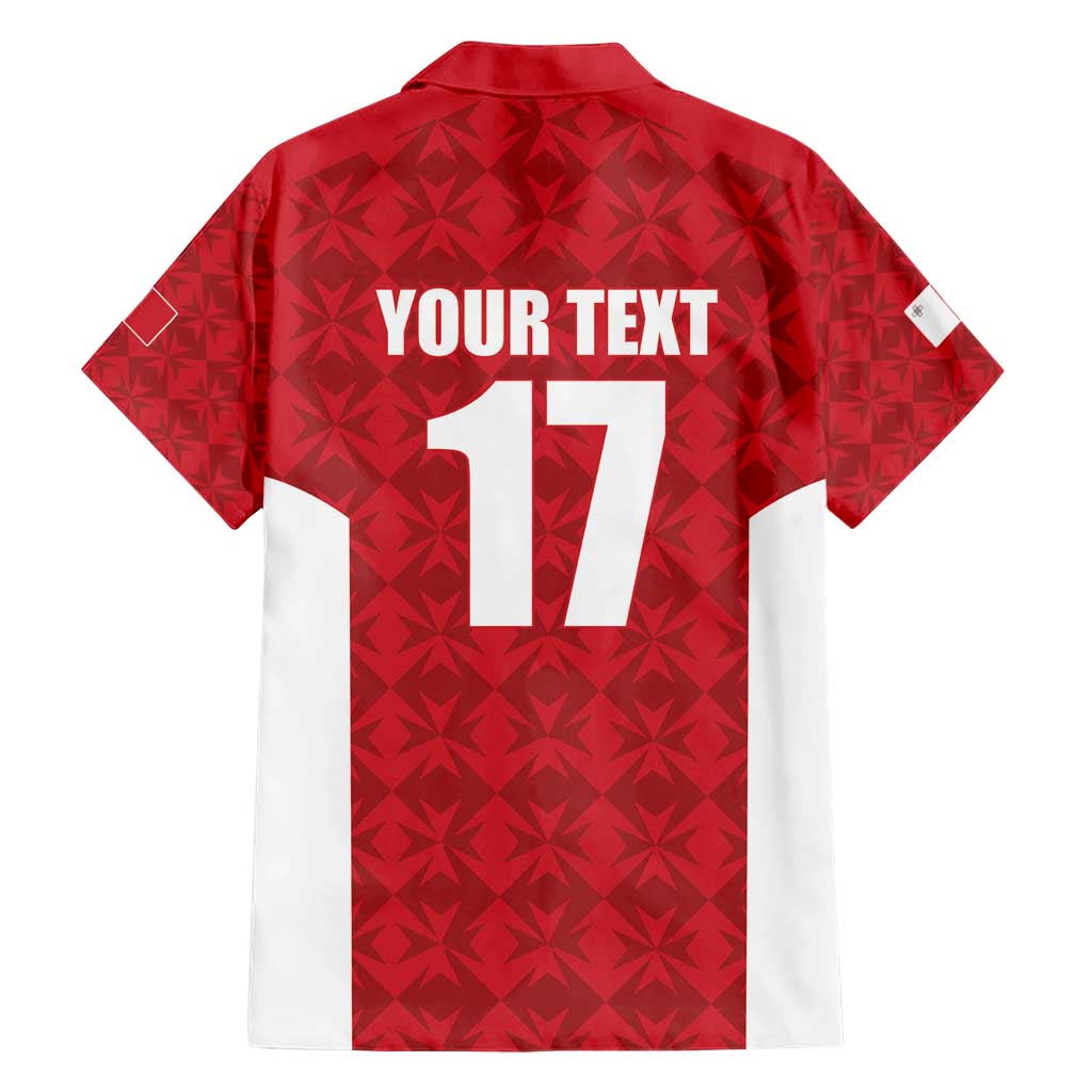 Custom Malta Football Jersey Go Champions Family Matching Short Sleeve Bodycon Dress and Hawaiian Shirt Red Style
