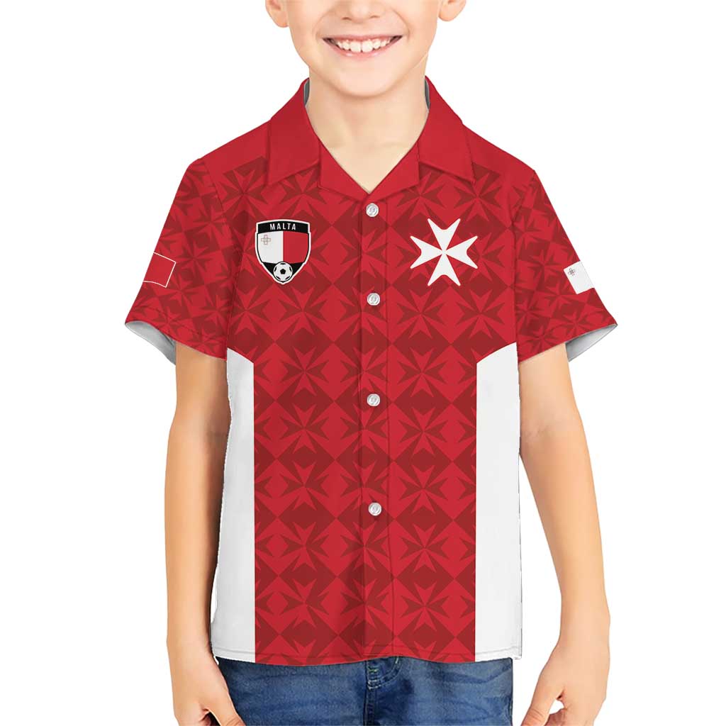 Custom Malta Football Jersey Go Champions Family Matching Short Sleeve Bodycon Dress and Hawaiian Shirt Red Style