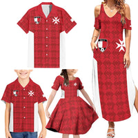 Custom Malta Football Jersey Go Champions Family Matching Summer Maxi Dress and Hawaiian Shirt Red Style