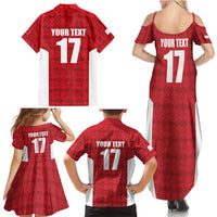 Custom Malta Football Jersey Go Champions Family Matching Summer Maxi Dress and Hawaiian Shirt Red Style