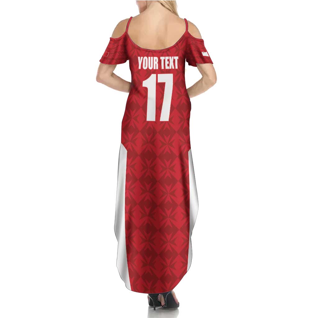Custom Malta Football Jersey Go Champions Family Matching Summer Maxi Dress and Hawaiian Shirt Red Style