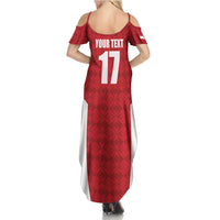 Custom Malta Football Jersey Go Champions Family Matching Summer Maxi Dress and Hawaiian Shirt Red Style