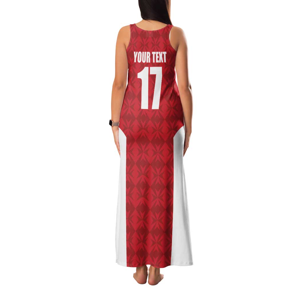 Custom Malta Football Jersey Go Champions Family Matching Tank Maxi Dress and Hawaiian Shirt Red Style