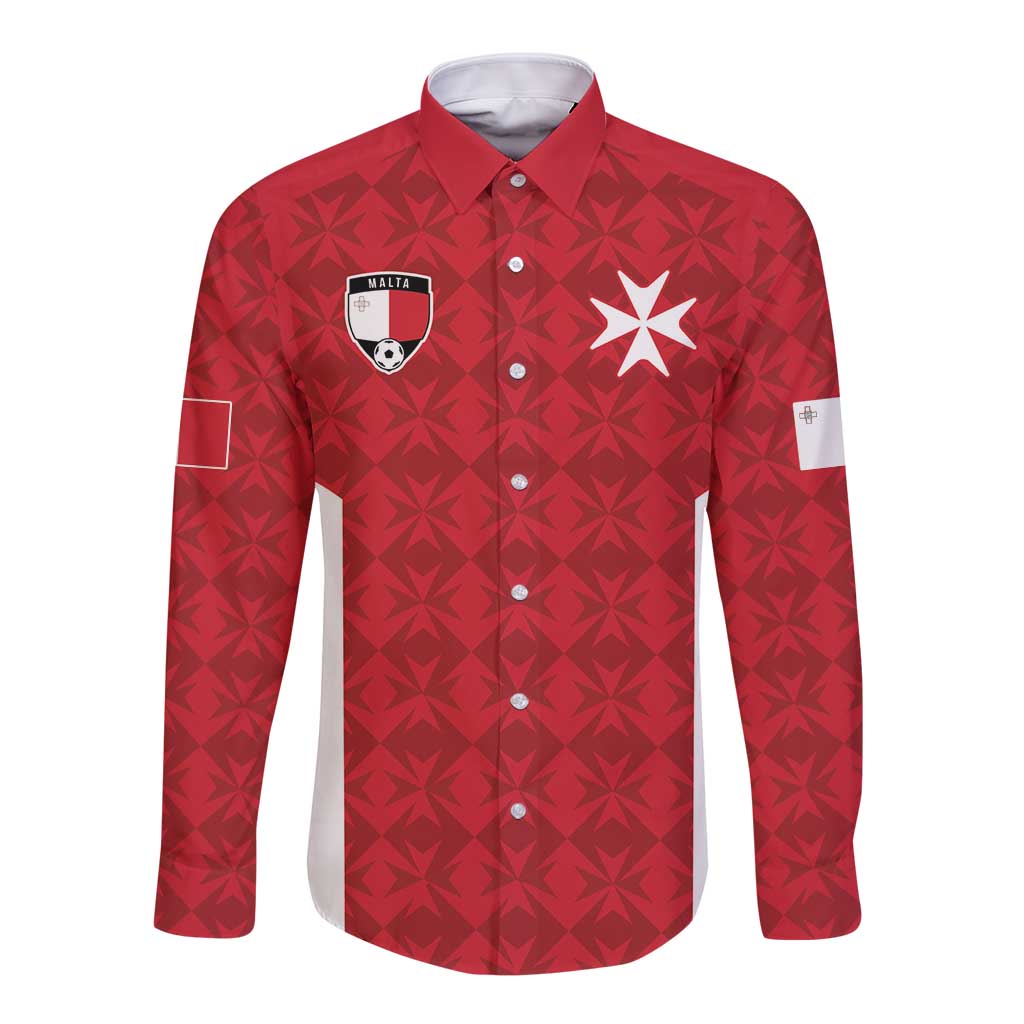 Custom Malta Football Jersey Go Champions Long Sleeve Button Shirt Red Style