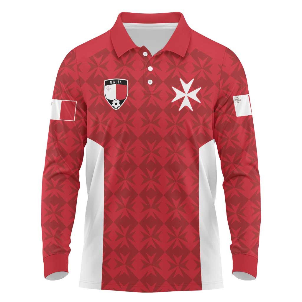 Custom Malta Football Jersey Go Champions Long Sleeve Polo Shirt Red Style