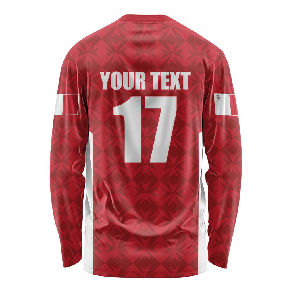 Custom Malta Football Jersey Go Champions Long Sleeve Shirt Red Style