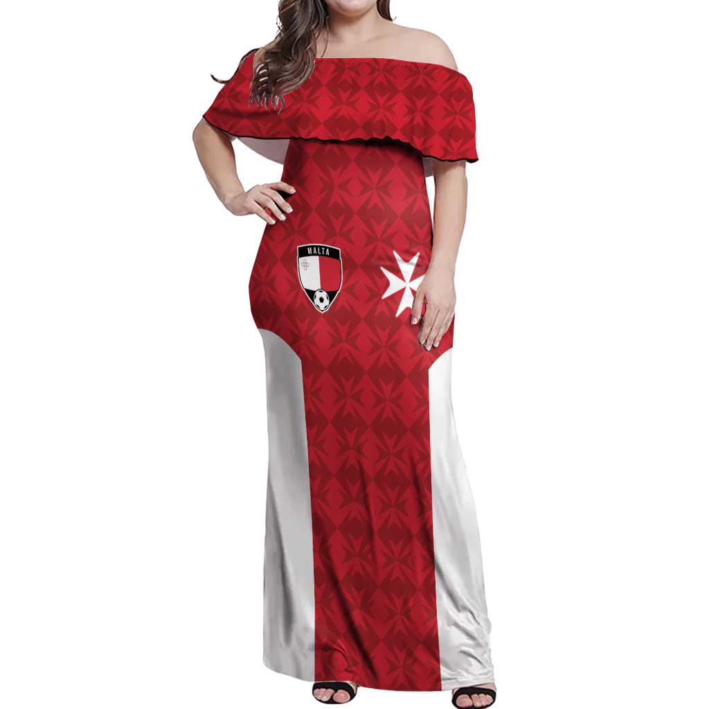 Custom Malta Football Jersey Go Champions Off Shoulder Maxi Dress Red Style