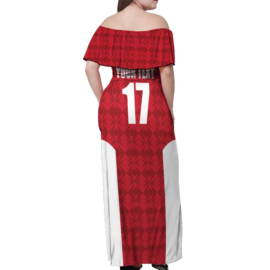 Custom Malta Football Jersey Go Champions Off Shoulder Maxi Dress Red Style