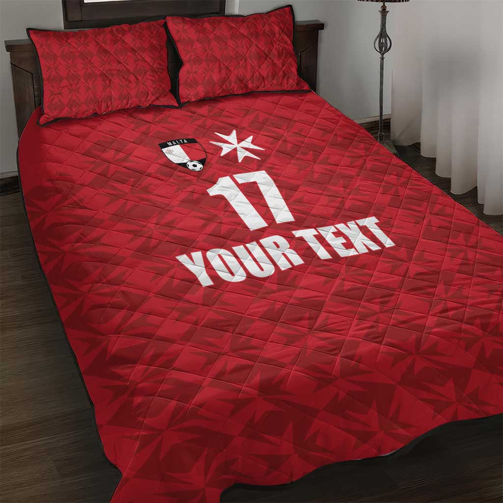 Custom Malta Football Jersey Go Champions Quilt Bed Set Red Style