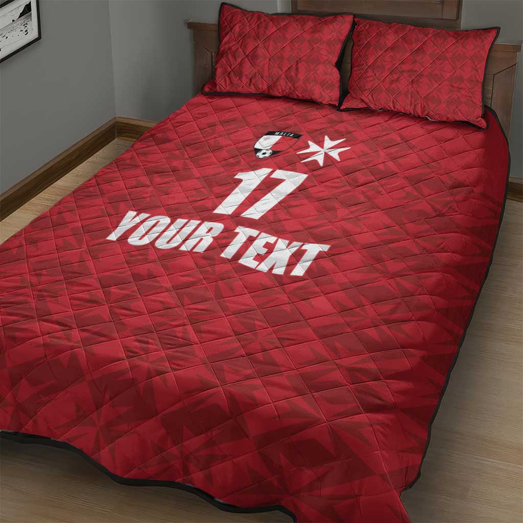 Custom Malta Football Jersey Go Champions Quilt Bed Set Red Style