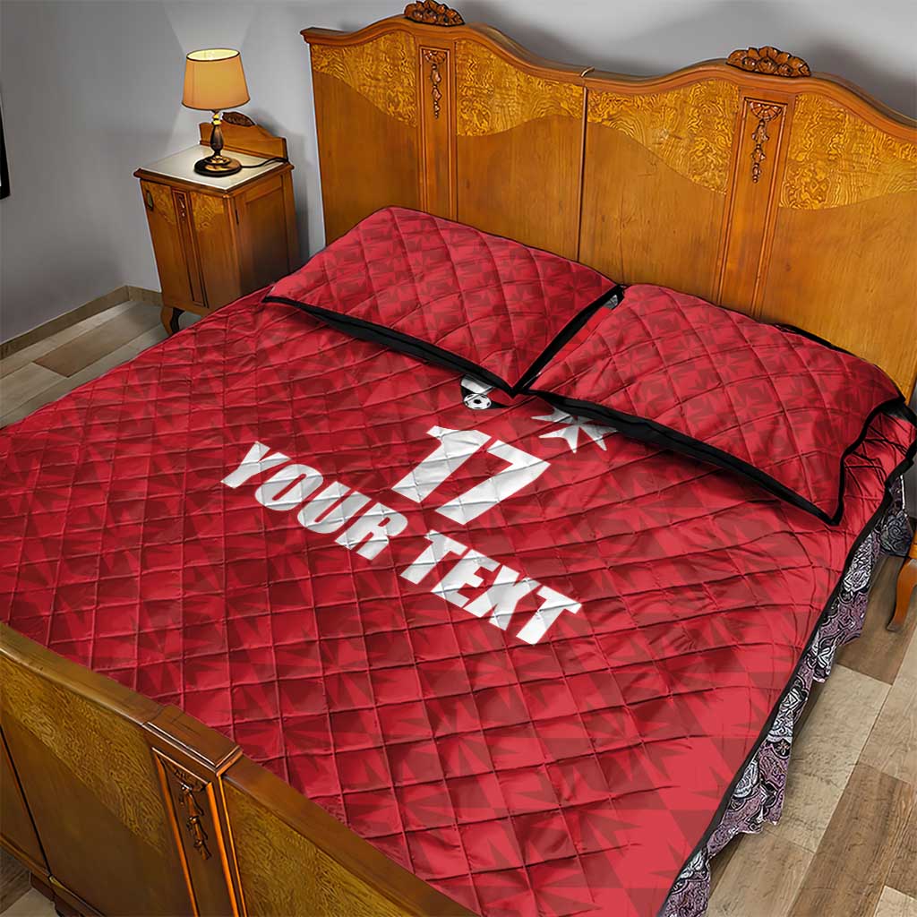Custom Malta Football Jersey Go Champions Quilt Bed Set Red Style