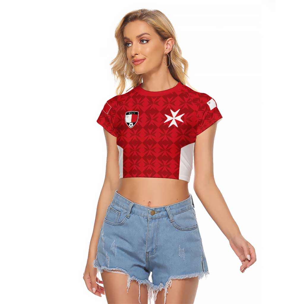 Custom Malta Football Jersey Go Champions Raglan Cropped T Shirt Red Style