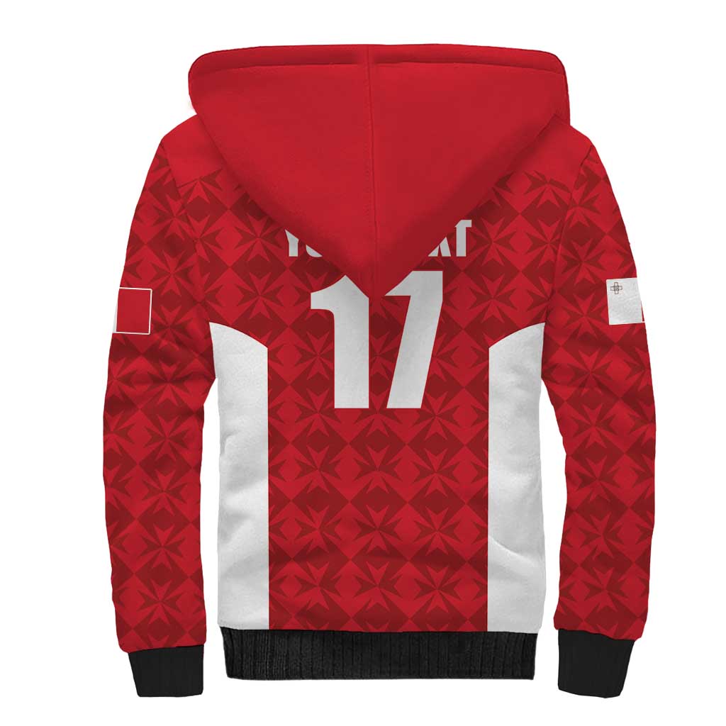 Custom Malta Football Jersey Go Champions Sherpa Hoodie Red Style