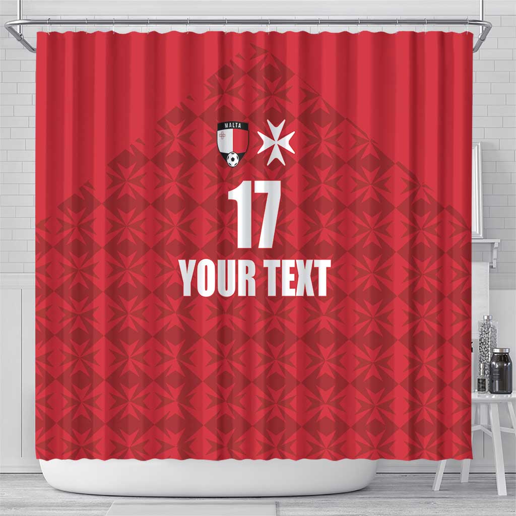 Custom Malta Football Jersey Go Champions Shower Curtain Red Style