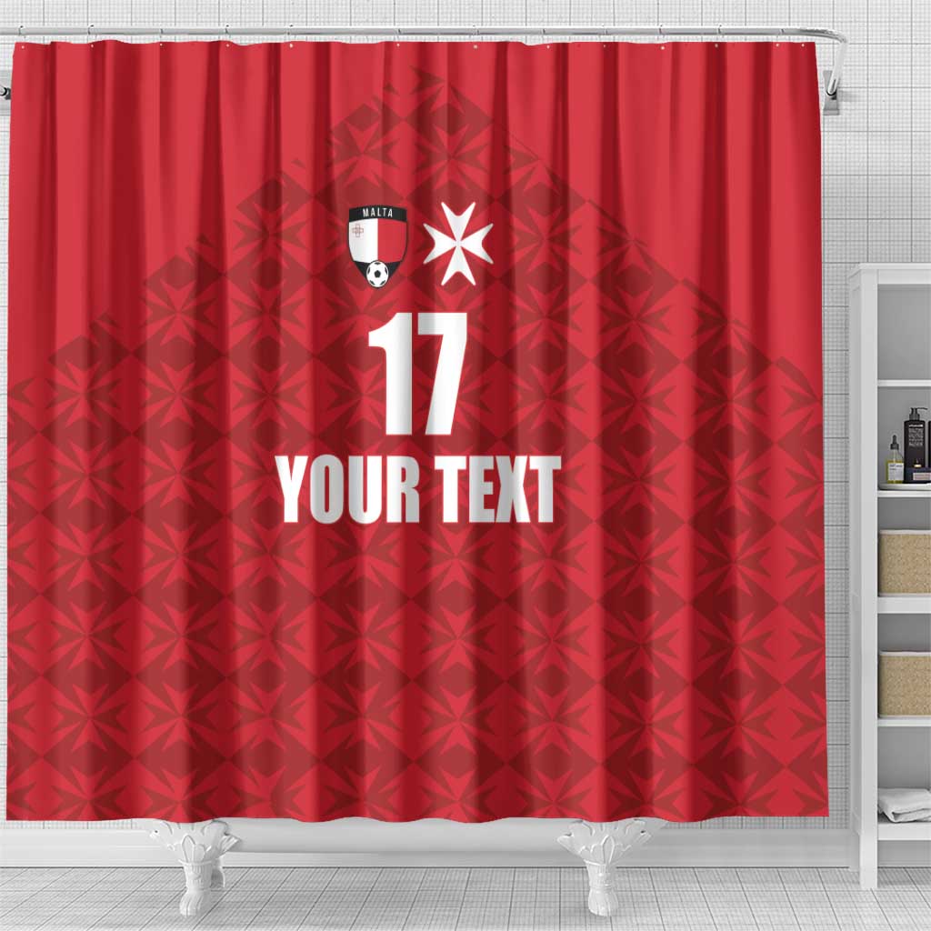 Custom Malta Football Jersey Go Champions Shower Curtain Red Style