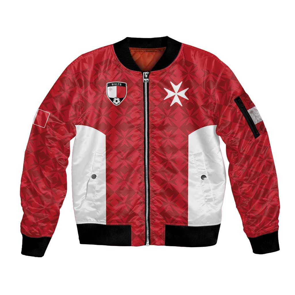 Custom Malta Football Jersey Go Champions Sleeve Zip Bomber Jacket Red Style