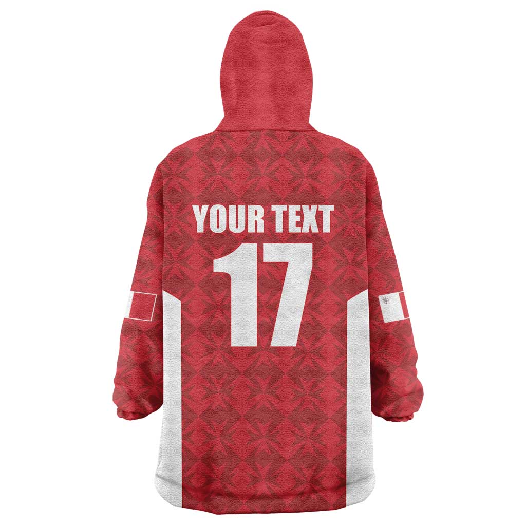 Custom Malta Football Jersey Go Champions Wearable Blanket Hoodie Red Style