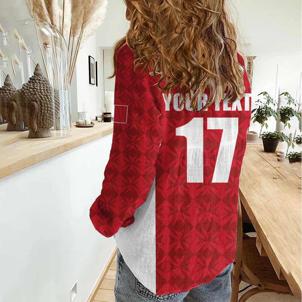 Custom Malta Football Jersey Go Champions Women Casual Shirt Red Style