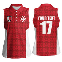 Custom Malta Football Jersey Go Champions Women Sleeveless Polo Shirt Red Style