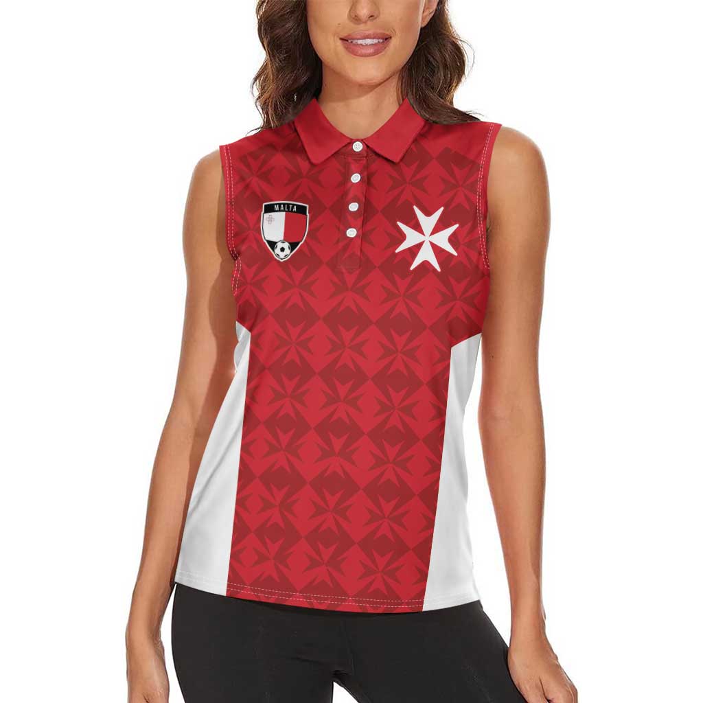 Custom Malta Football Jersey Go Champions Women Sleeveless Polo Shirt Red Style