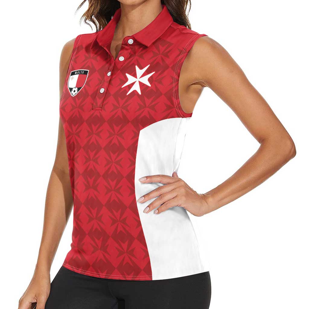Custom Malta Football Jersey Go Champions Women Sleeveless Polo Shirt Red Style