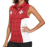 Custom Malta Football Jersey Go Champions Women Sleeveless Polo Shirt Red Style
