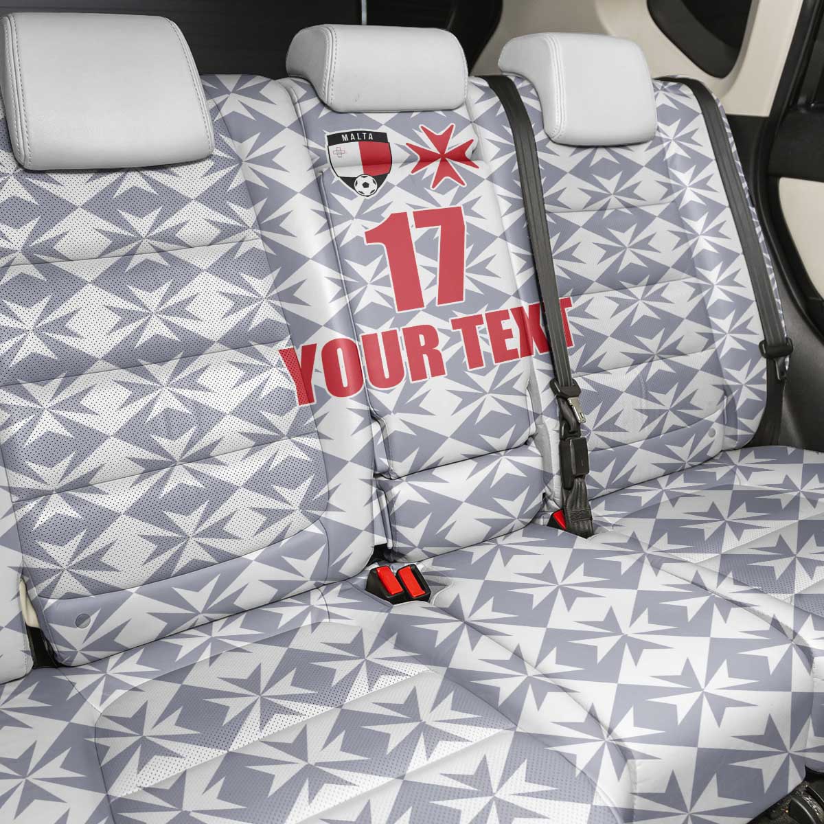 Custom Malta Football Jersey Go Champions Back Car Seat Cover White Style