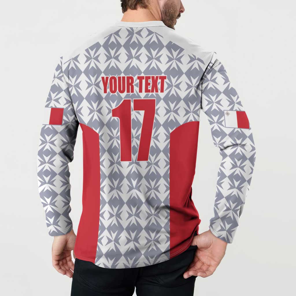 Custom Malta Football Jersey Go Champions Button Sweatshirt White Style