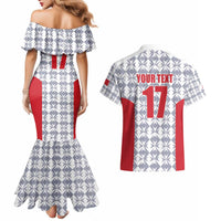 Custom Malta Football Jersey Go Champions Couples Matching Mermaid Dress and Hawaiian Shirt White Style