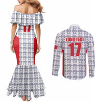Custom Malta Football Jersey Go Champions Couples Matching Mermaid Dress and Long Sleeve Button Shirt White Style