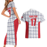 Custom Malta Football Jersey Go Champions Couples Matching Short Sleeve Bodycon Dress and Hawaiian Shirt White Style