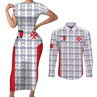 Custom Malta Football Jersey Go Champions Couples Matching Short Sleeve Bodycon Dress and Long Sleeve Button Shirt White Style