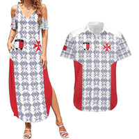 Custom Malta Football Jersey Go Champions Couples Matching Summer Maxi Dress and Hawaiian Shirt White Style