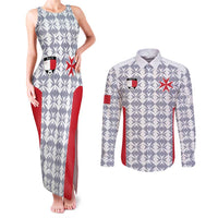 Custom Malta Football Jersey Go Champions Couples Matching Tank Maxi Dress and Long Sleeve Button Shirt White Style